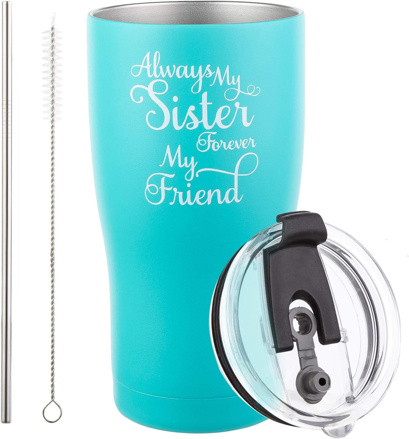 Sisters Gifts from Sister, Gifts for Women, Birthday Gifts for Sister, Best Sister Coffee Mugs - Always My Sister Forever My Friend – Soul Sister Gifts Idea for Christmas (Mint, 20 OZ)